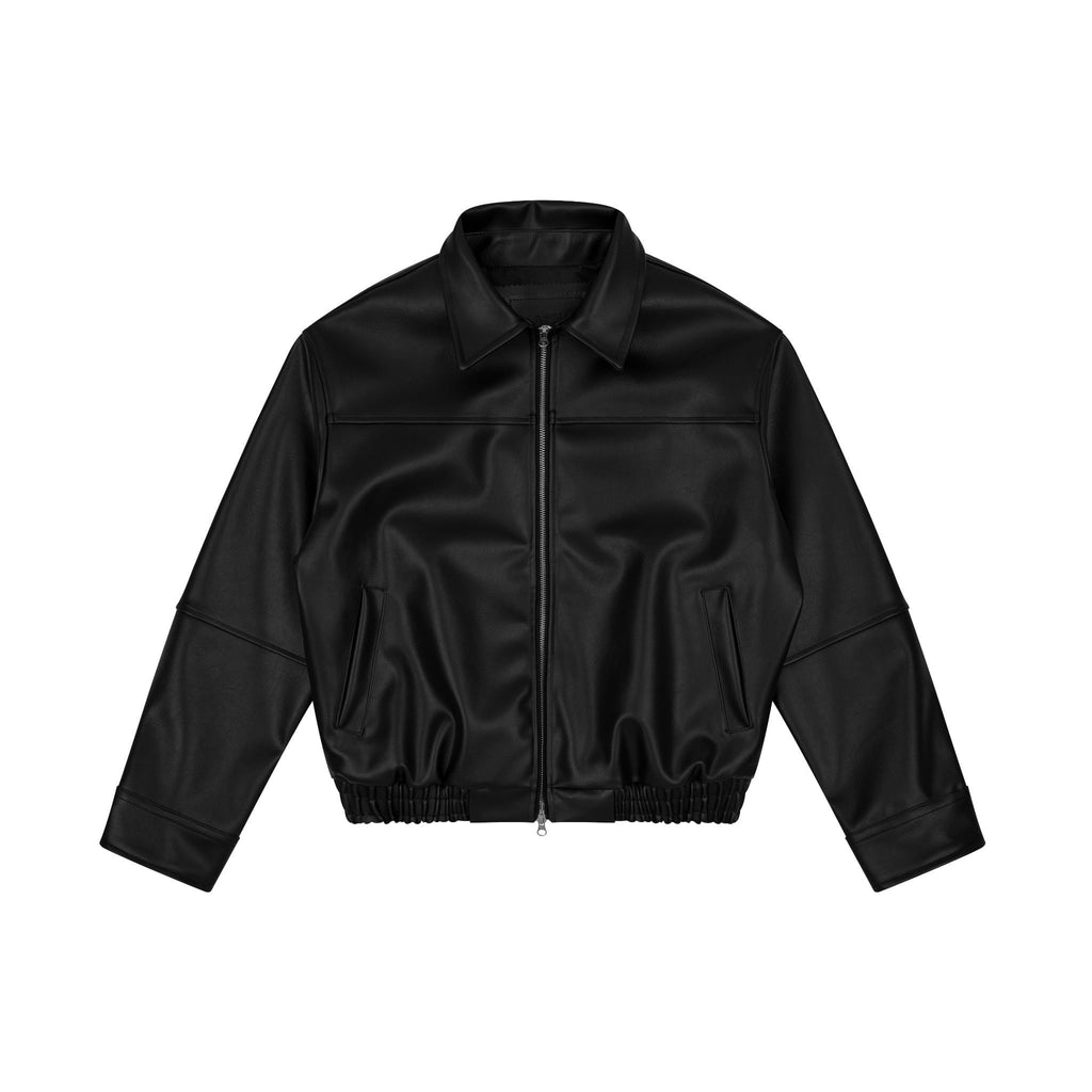 ELASTIC WAIST LEATHER   JACKET