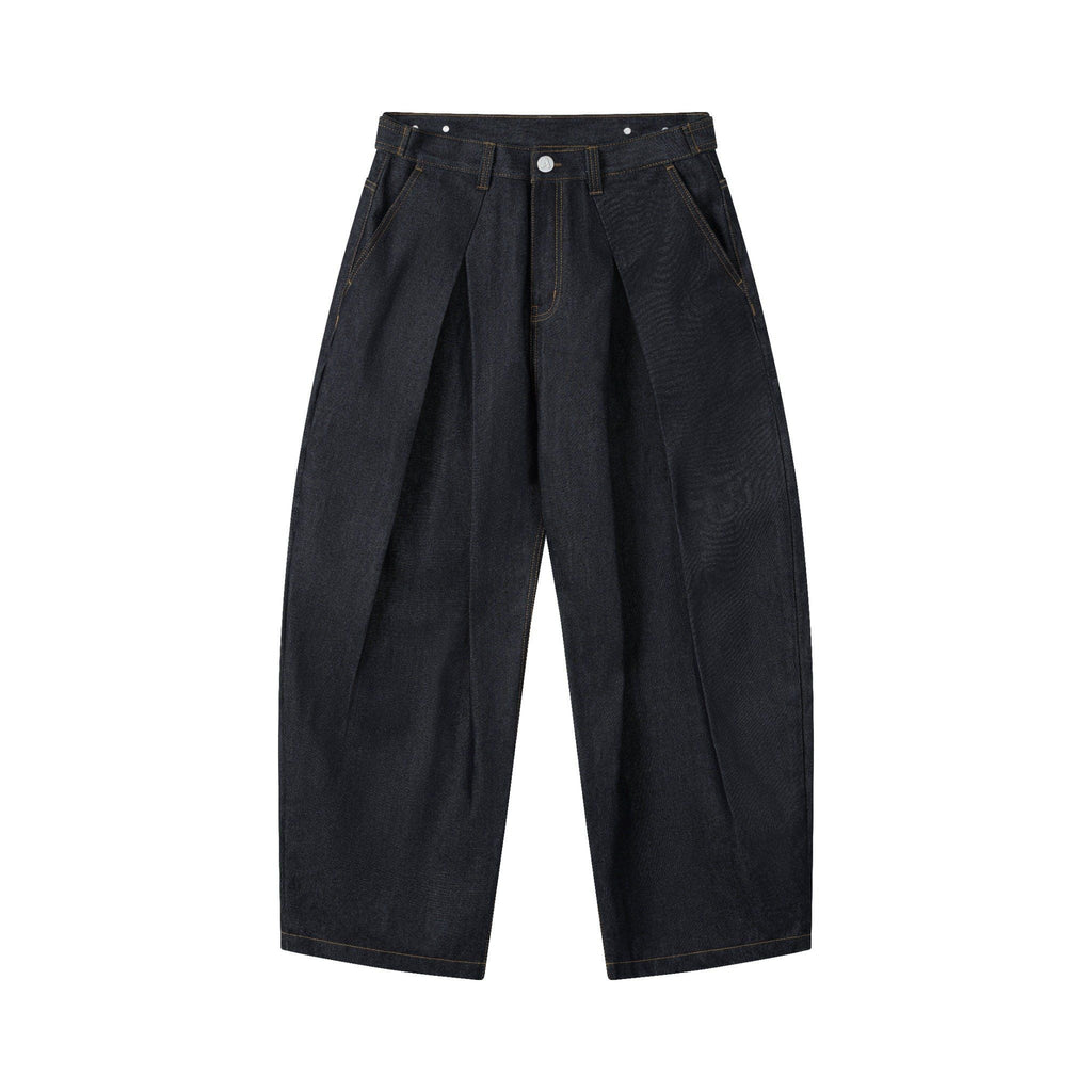 RAW DENIM PLEATED PANTS